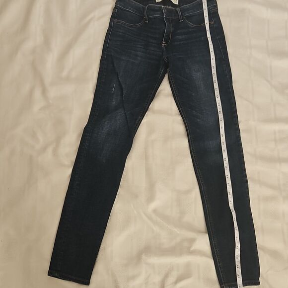 Abercrombie& Fitch Women's Mid-Rise Straight Leg Denim Jeans Dark Blue Washed 26 - Picture 10 of 16